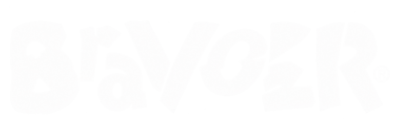 Logo van Bravoer met witte tekst.